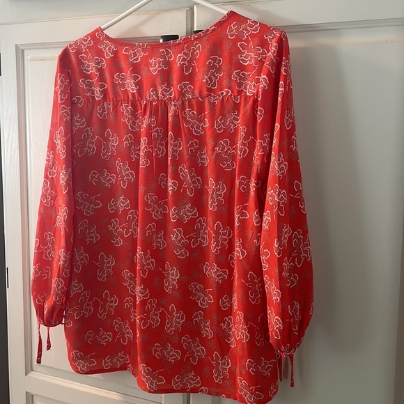 Collective Concepts Semi-Sheer Orange Red Tie Sleeve Blouse - size large - Picture 6 of 8